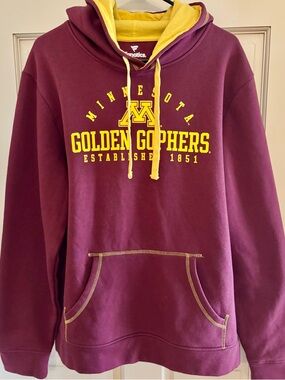MINNESOTA GOLDEN GOPHERS MENS MAROON COLOR BLOCK LONG SLEEVE HOODIE